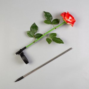 Садовый светильник «Роза красная», уличный, на солнечной батарее, 75 см, 1 LED, свечение белое