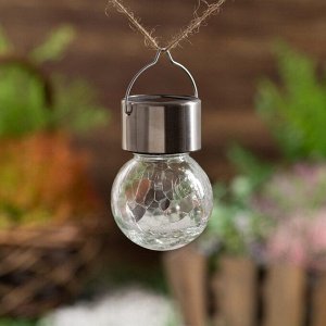 Садовый светильник «Лампочка», уличный, на солнечной батарее, 6x9 см, 1 LED, свечение тёплое белое