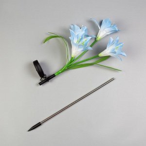 Садовый светильник «Лилия синяя», уличный, на солнечной батарее, 80 см, 4 LED, свечение мульти