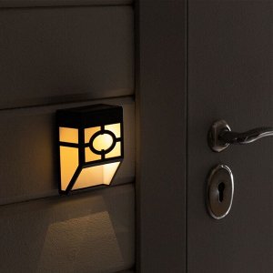 Садовый светильник, уличный, на солнечной батарее, накладной, 9x12x5 см, 1 LED, свечение тёплое белое
