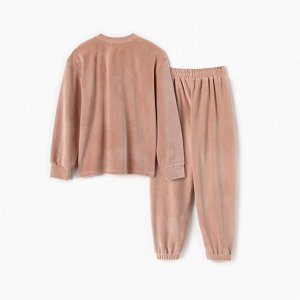 Костюм детский (свитшот, брюки) KAFTAN Plushy 36 (134-140 см), бежевый