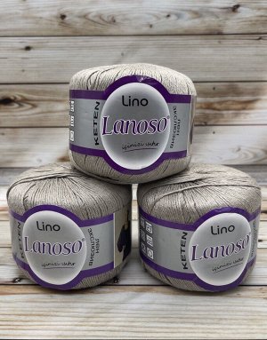 Пряжа для вязания 50 гр, Lino 50% лен эксклюзив 50% вискоза 175м/50г цвет 969 стальной