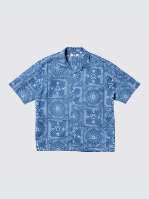 UNIQLO - рубашка Disney х BUAISOU из хлопка и льна - 63 BLUE