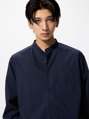 UNIQLO - рубашка с воротником-стойкой и длинными рукавами - 69 NAVY