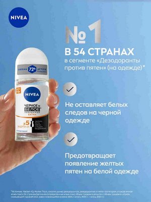Нивея Женский Дезодорант-шарик "Черное и Белое: Невидимый EXTRA" 50 мл