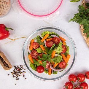Контейнер стеклянный круглый 950мл роз ТМ Appetite