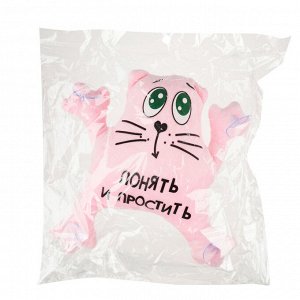 NG Игрушка мягкая на присосках для авто "Кот Саймон" с надписью "Понять и простить" 20см, розовый