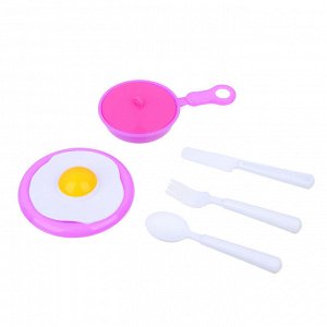 ИГРОЛЕНД Набор игровой, посудка с продуктами, кукольный завтрак, PP, ABS, 16х3,5х22 см