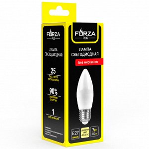 FORZA Лампа светодиодная С37 7 Вт, Е27, 560 Лм, 4000 К, 175-265 В, Ra>80, IRF