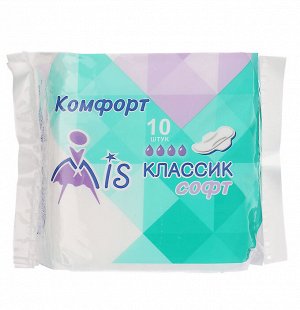 Прокладки гигиенические Mis классик софт,4 капли,п/э 10 шт