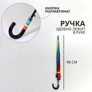 Зонт-трость п/авт R61/70 16сп эпонж РАДУГА ручка-крюк пакет 4094875