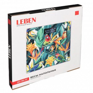 LEBEN Весы напольные электронные "Нежная история", ЖК-дисплей, макс. нагр.до 180кг, 28х28х0,5см