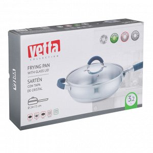 VETTA Вена Сковорода 24х7,5см, 3,2 л., со стекл. крышкой, индукция