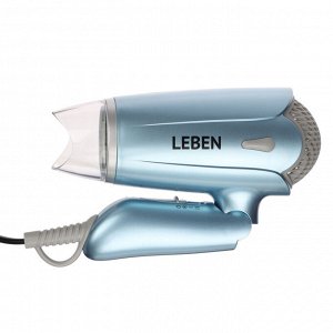 LEBEN Фен, 1400 Вт, 3 темп. режима, металл, пластик, голубой