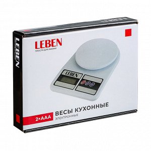LEBEN Весы кухонные электронные, пластик, макс.нагрузка до 5кг, (точн. измер. 1 гр.)