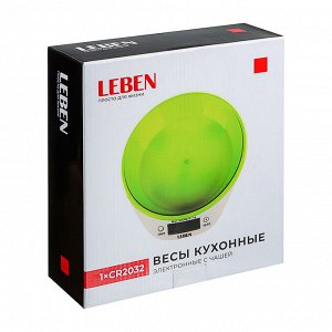 LEBEN Весы кухонные электронные c чашей, макс.нагрузка до 5кг (точн. измер. 1 гр)