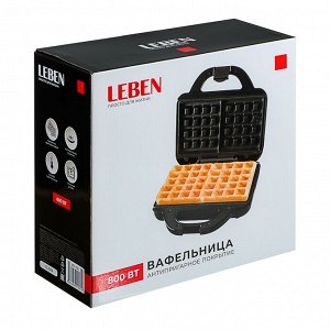 LEBEN Вафельница, 800 Вт, пластик, нерж. сталь, антипригарное покрытие