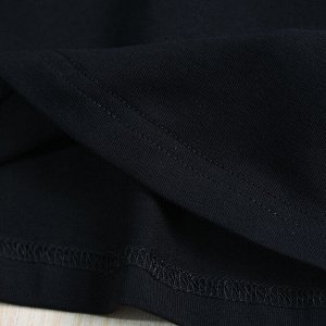 Хлопковая футболка с круглым вырезом, короткими рукавами и принтом, черная