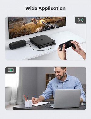 Карта звуковая USB 2.0 - адаптер для микрофона, аудио 3,5 мм., серый (CM383) Ugreen