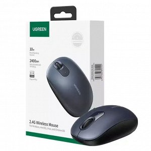 Мышь беспроводная Ugreen 2.4G 2400DPI, 4 кнопки, батарейка АА (MU105) темно-синяя