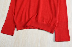 Вязанный джемпер с длинными рукавами и буквенным принтом, красный