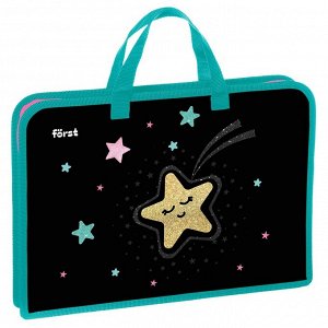 Папка с ручками 1 отделение, А4 Frst "Stars", 340*245*40мм, пластик, на молнии