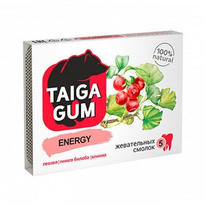 Смолка Taiga Gum "ENERGY" блистер №5 по 0,8 г, в растит. пудре, без сахара "Алтайский нектар"