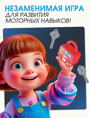 Развивающий набор «Машинки-замочки», ключики, машины-помощники