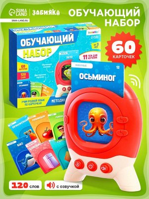 Обучающий набор с карточками, русская озвучка, 60 карточек, красный