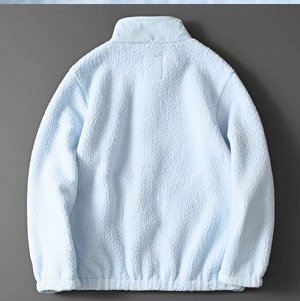 Куртка из шерпы на молнии, воротник стойка, нежно-голубая