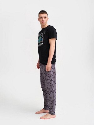 Пижама мужская KAFTAN "Не хватает", черный/серый