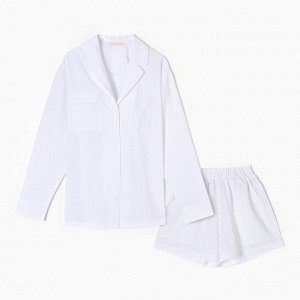 Пижама женская (рубашка и шорты) KAFTAN Linen, белый