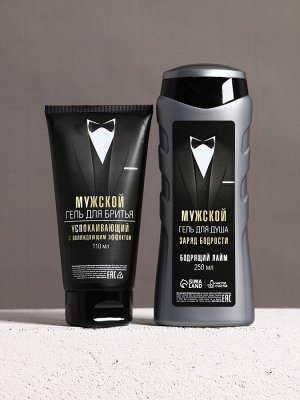 Подарочный набор «Подарок джентельмену», бодрящий гель для душа 250 мл, гель для бритья 110 мл