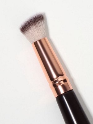 Кисть для макияжа 2в1, 14 см, чёрный/бежевый
