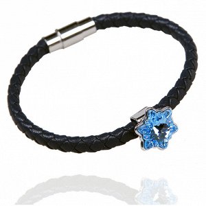 Браслет плетеный с голубым кристаллом Swarovski