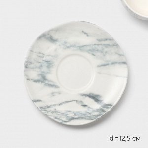 Набор чайный Magistro Real Marble, 4 предмета: 2 чашки 120 мл, 2 блюдца d=12.5 см, фарфор