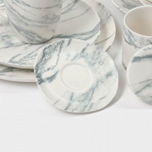 Набор чайный Magistro Real Marble, 4 предмета: 2 чашки 120 мл, 2 блюдца d=12.5 см, фарфор