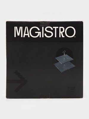 Этажёрка для фруктов и десертов Magistro Valley, 2 яруса, d=25/20, h=25 см, сланец, чёрная