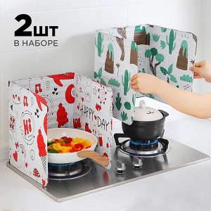 Защитный экран для плиты от брызг жира на кухне, 2 шт.