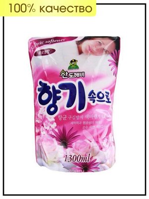 SANDOKKAEBI Кондиционер для белья «Цветочный» Soft Aroma Floral 1300 мл (мягкая упаковка) / 12