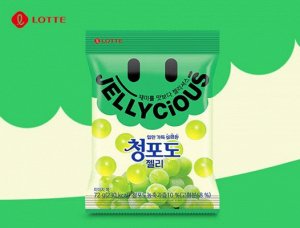 Мармелад жевательный "JELLYCIOUS GREEN GRAPE" вкус зелёного винограда 72г