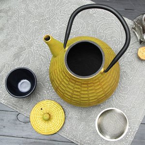 Чайник с ситом 1 л "Плетение", цвет жёлтый