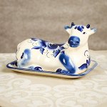 Маслёнка &quot;Корова&quot; гжель