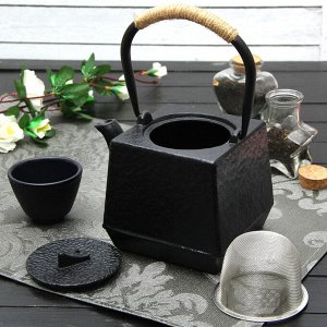 Чайник «Бокей. Этно», 700 мл, с ситом, с эмалированным покрытием, цвет чёрный