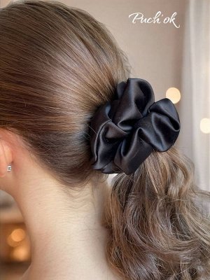 Sport chic Большая шелковая резинка плотная черная