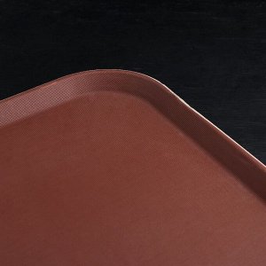 Поднос прорезиненный прямоугольный, 41х31 см, цвет коричневый