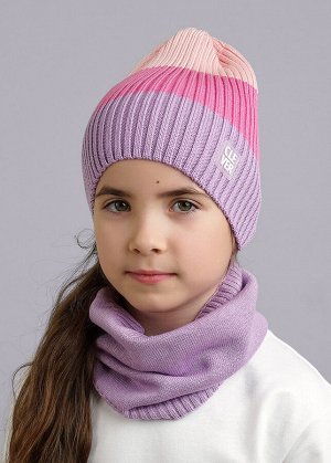Шапка. Цвет: фиолетовый/персиковый