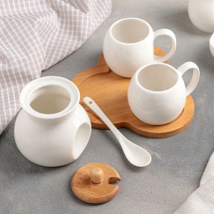 Набор кофейный «Эстет», 3 предмета: 2 чашки 100 мл, сахарница с ложкой