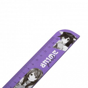 Линейка 15см MESHU "Anime", деревянная, ассорти, европодвес, для фанатов аниме, 1 шт, цвет в ассортименте