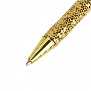 Ручка шариковая автоматическая MESHU "Gold shimmer", синяя, 1,0мм, стильный аксессуар